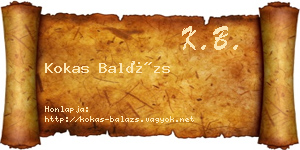 Kokas Balázs névjegykártya
